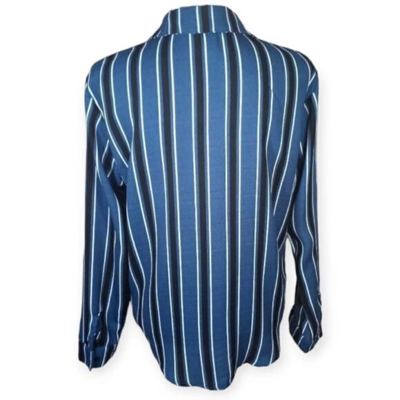 WILD FABLE BLUE/TEAL STRIPE BUTTON DOWN BLOUSE SZ.S EUC. - Picture 5 of 7